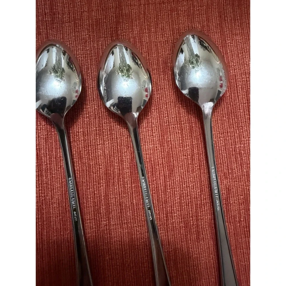 Vintage‎ Japan Stainless Steel Teaspoons Ornate Floral Victorian Scroll Set 6
